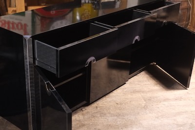 enfilade design 1979 Willy Rizzo alveo a 3 portes noire laque